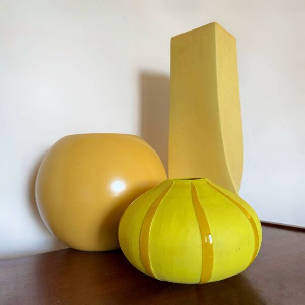 Vase pâte de verre jaune Art Déco