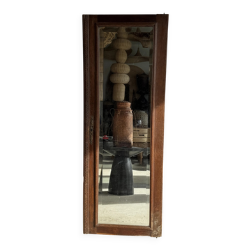 Miroir ancienne porte (droite) d’armoire en chêne brun à glace biseautée et