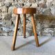 Lot de 4 tabourets en bois tripode art brut