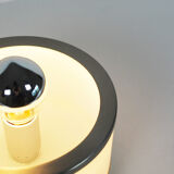 Pair of vintage 1980’s opaline glass and brushed chrome wall lights