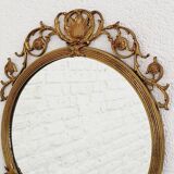 Miroir Médaillon Rond en Laiton, 1950s