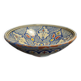 Plat ancien céramique Maroc Safi signé 29 cm