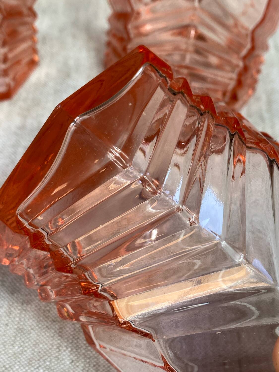 Art Deco Pink Glass Whiskey Glasses