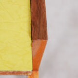 Midcentury small yellow table, beech, umakart, restored, Czechia, 1950s