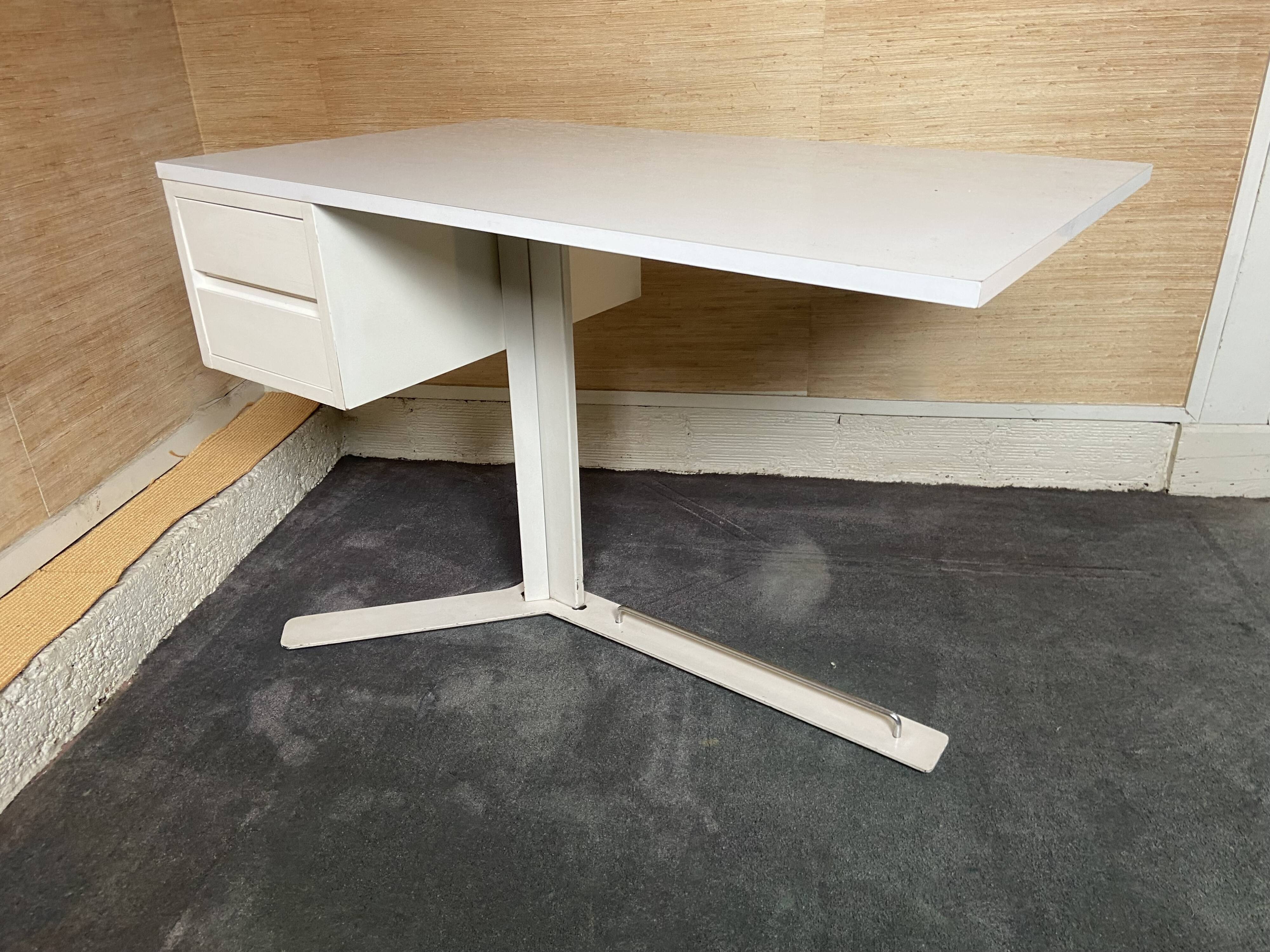 White melamine desk published by Roche&Bobois around 1970.