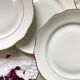 Set of 6 antique dessert plates with gilding, Sologne porcelain