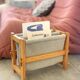 Magazine rack in wood and terry cloth, 1970