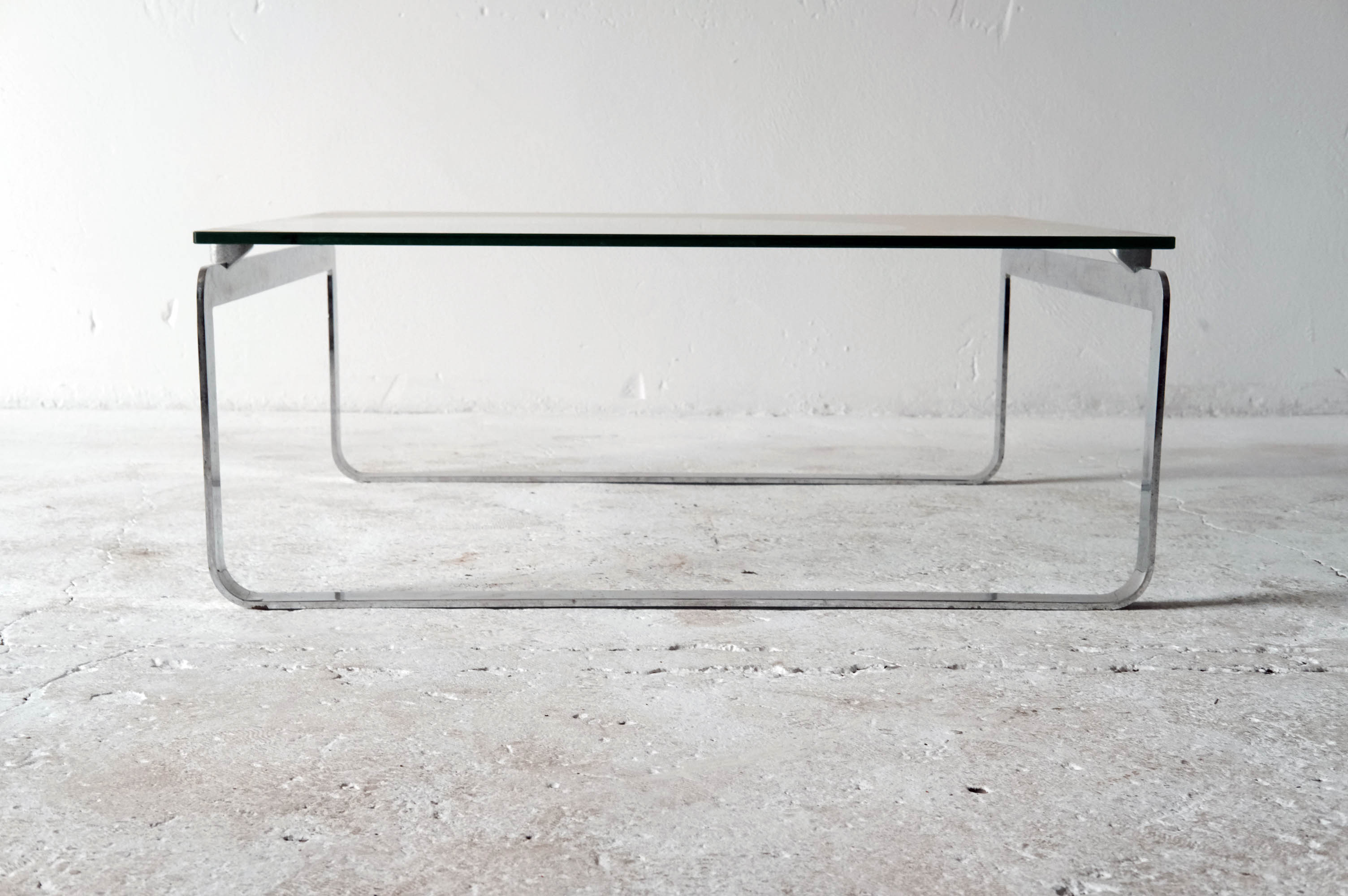Coffe Table designed by Vittorio Introini, Steel and Glass, Italy, 1970s