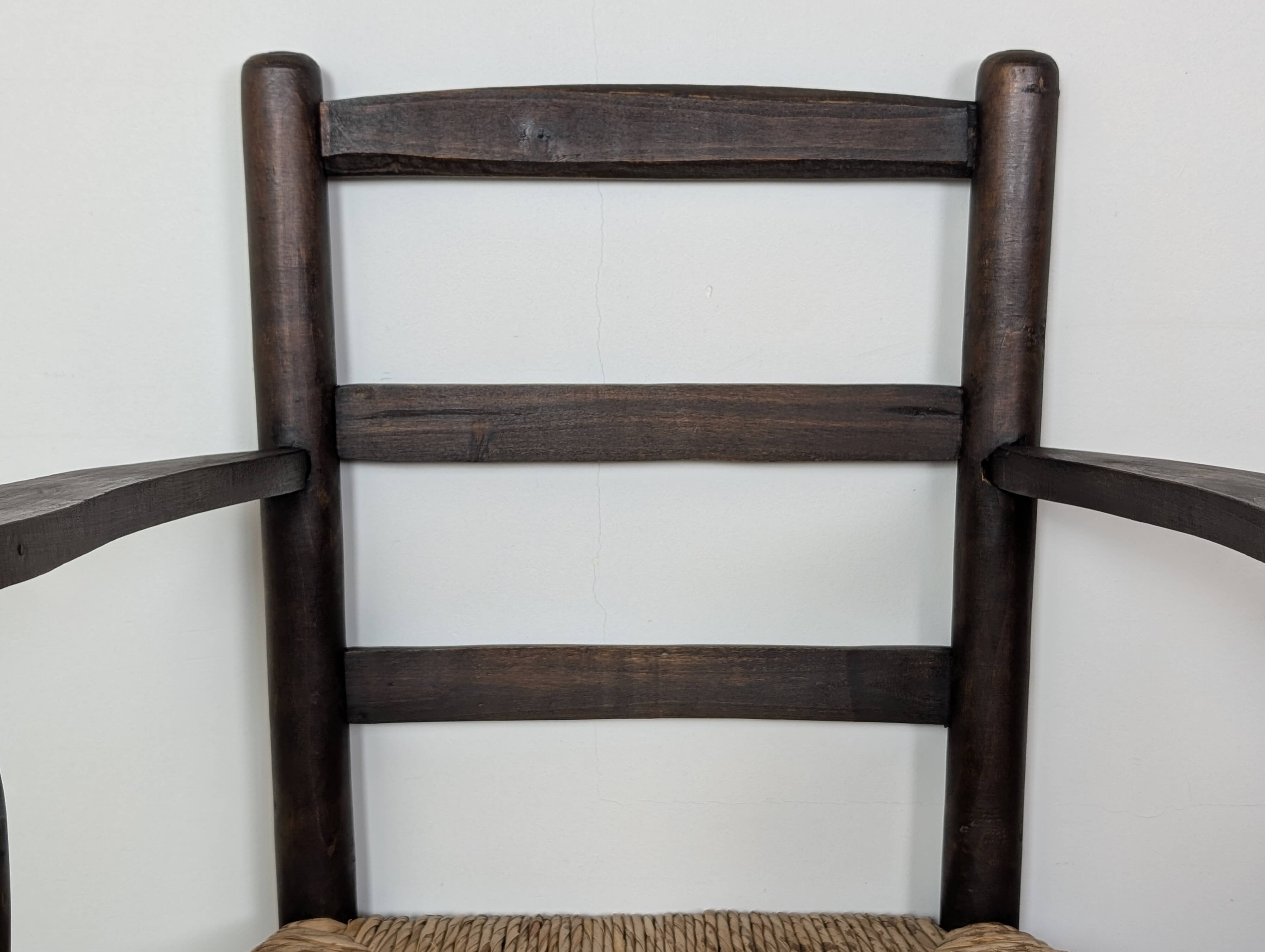 Wooden straw armchair