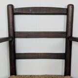 Wooden straw armchair