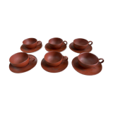 Lot de 6 tasses et soucoupes japonaises en terre cuite