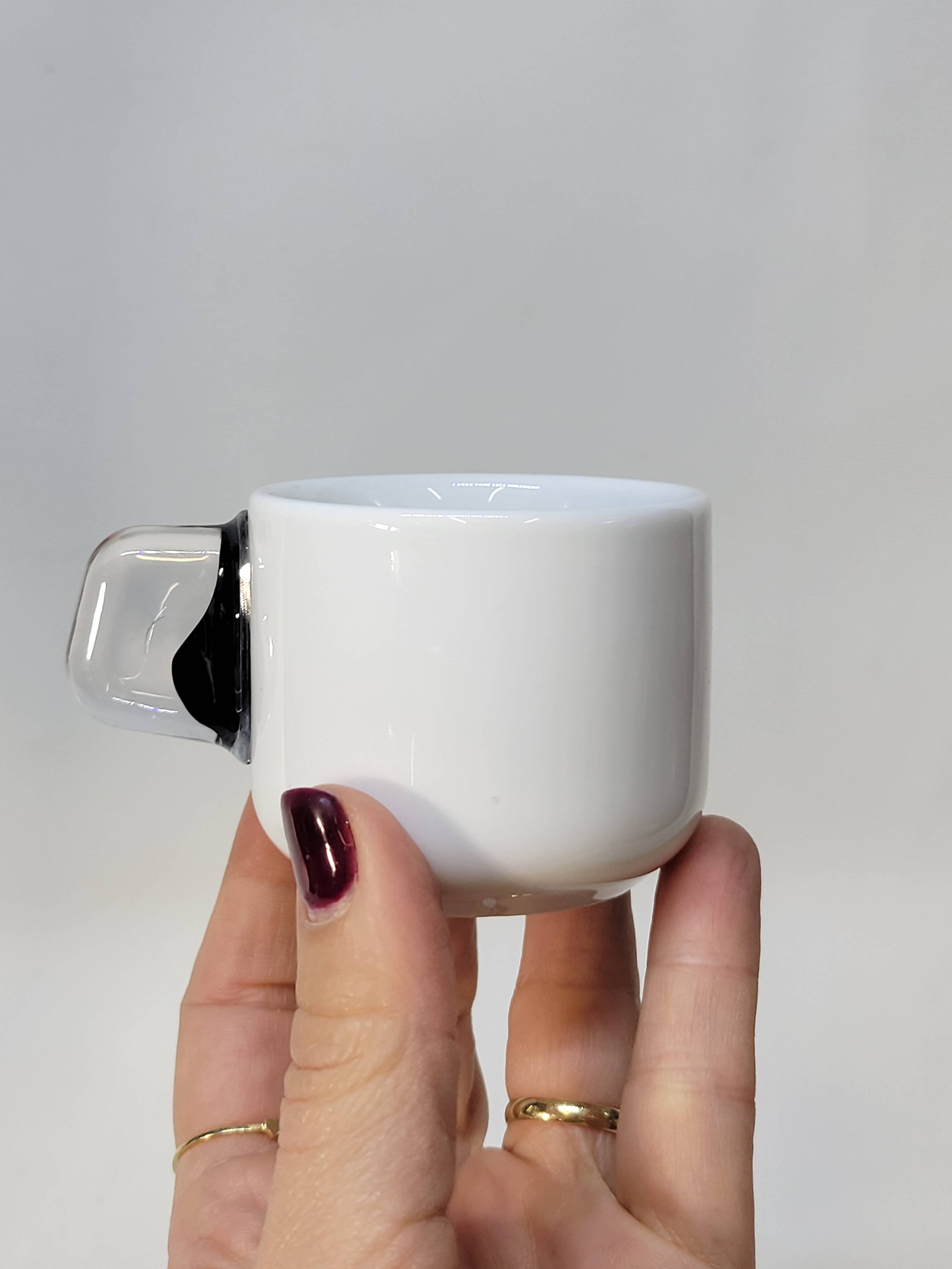 Guzzini Coffee Set 6 Porcelain Espresso Cups and 6 Plexiglas Saucers