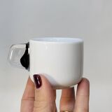 Guzzini Coffee Set 6 Porcelain Espresso Cups and 6 Plexiglas Saucers