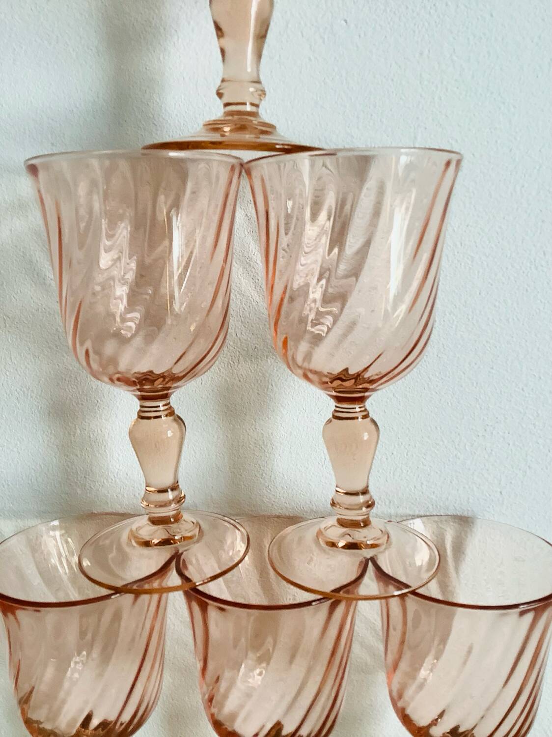 6 verres à vin rosaline