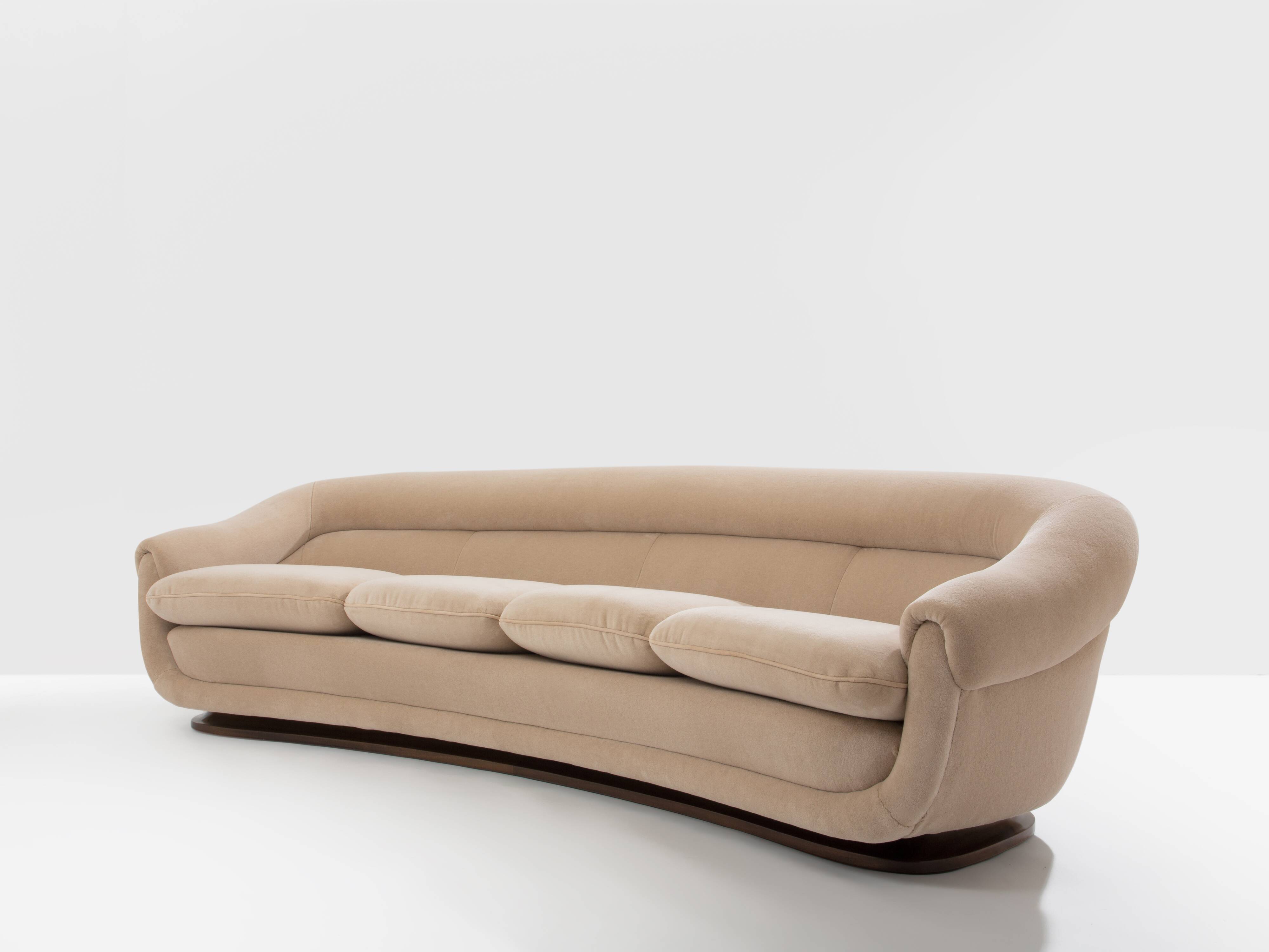 Walnut and mohair velvet sofa by Isa Bergamo, 1940s