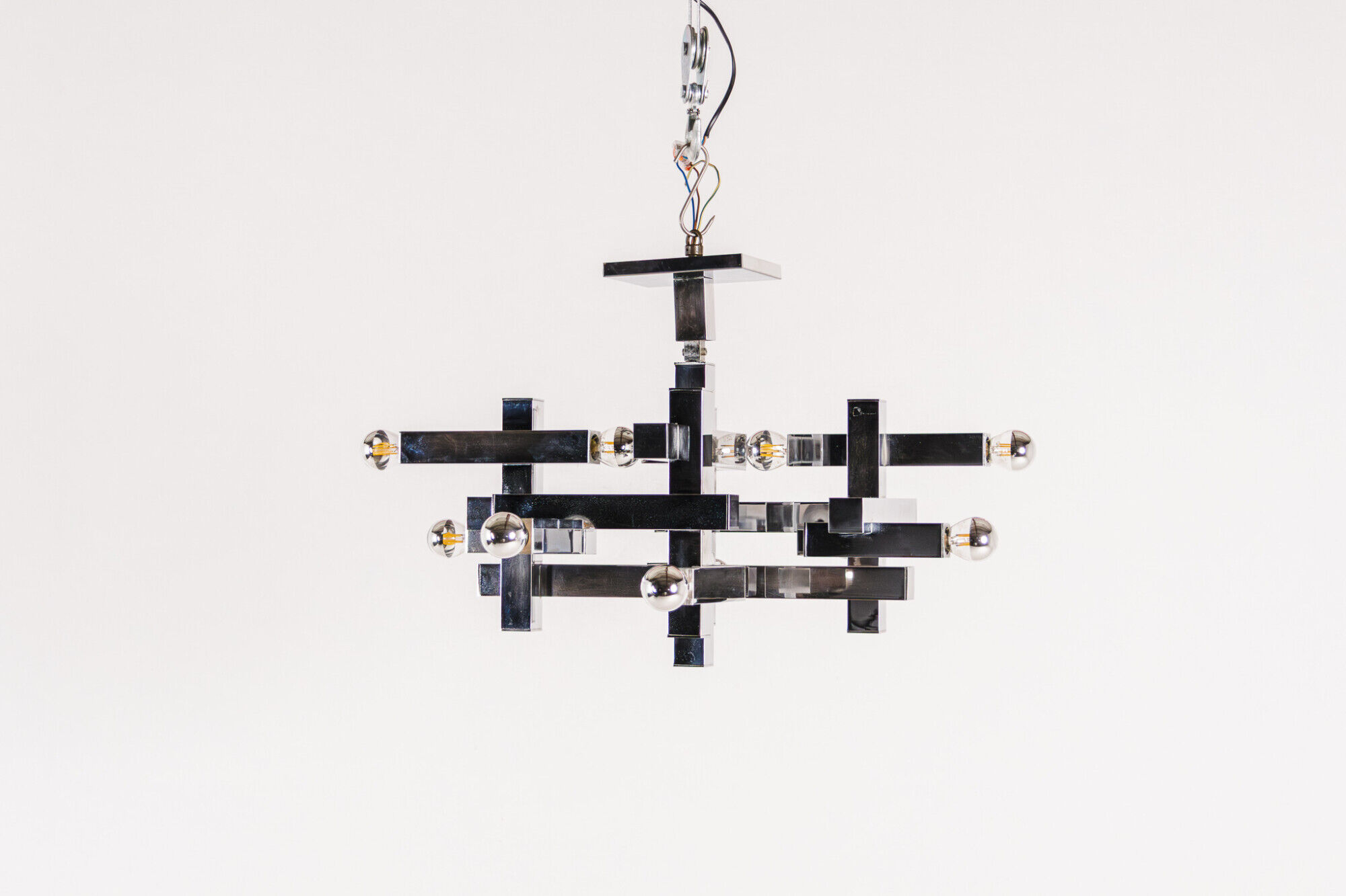 Metric chandelier by Gaetano Sciolari, Italy, 1970s