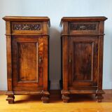 Pair of Italian bedside tables from the beginning of the 20th century in walnut