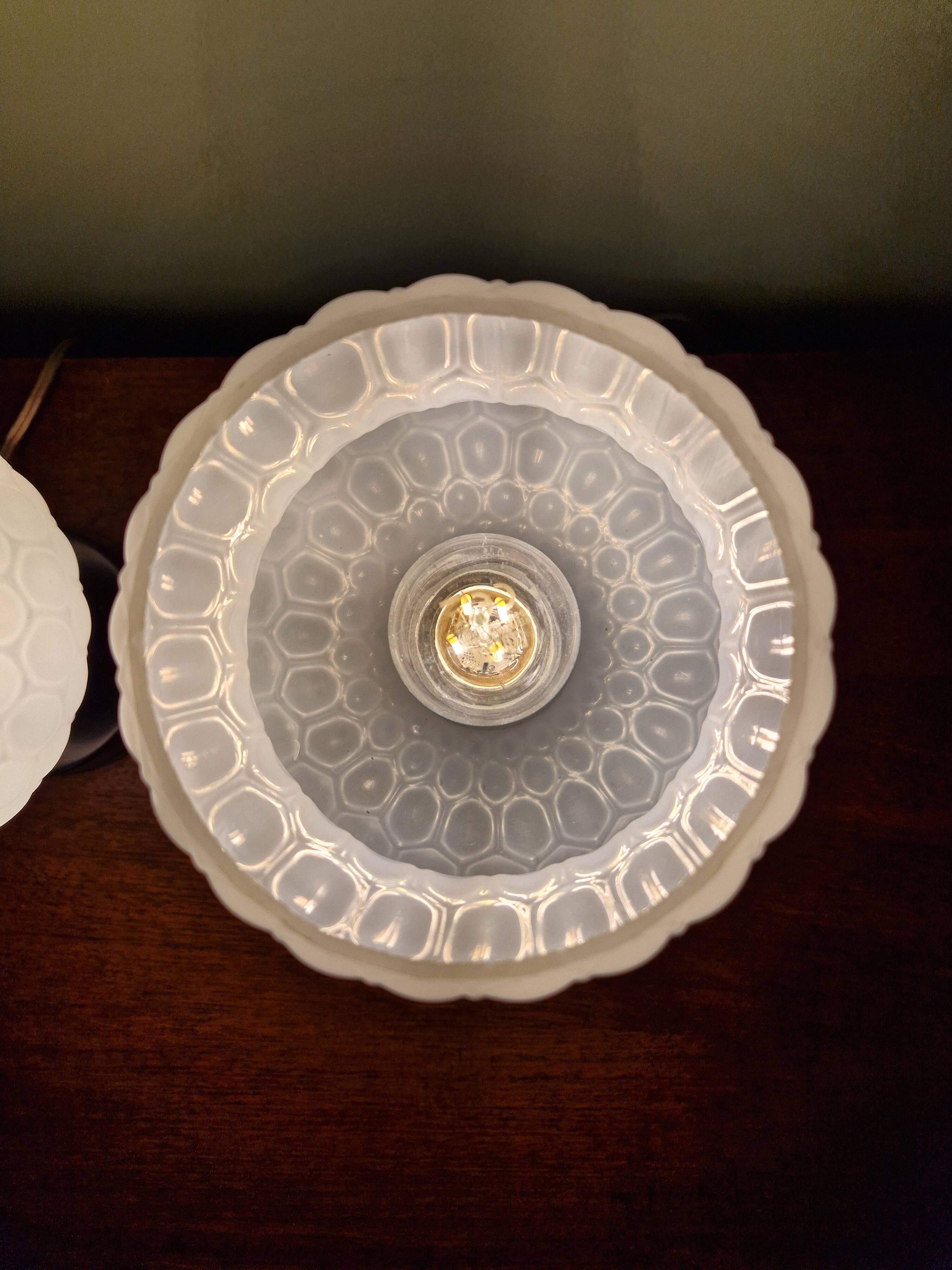 Pair of glass bedside lamps, 1970s