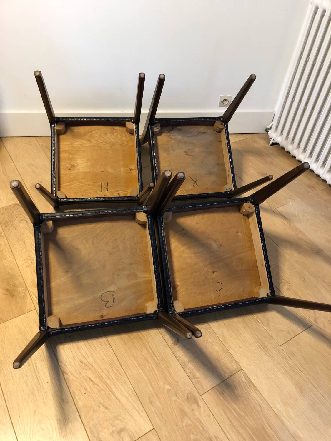 Series of 4 vintage Scandinavian style chairs