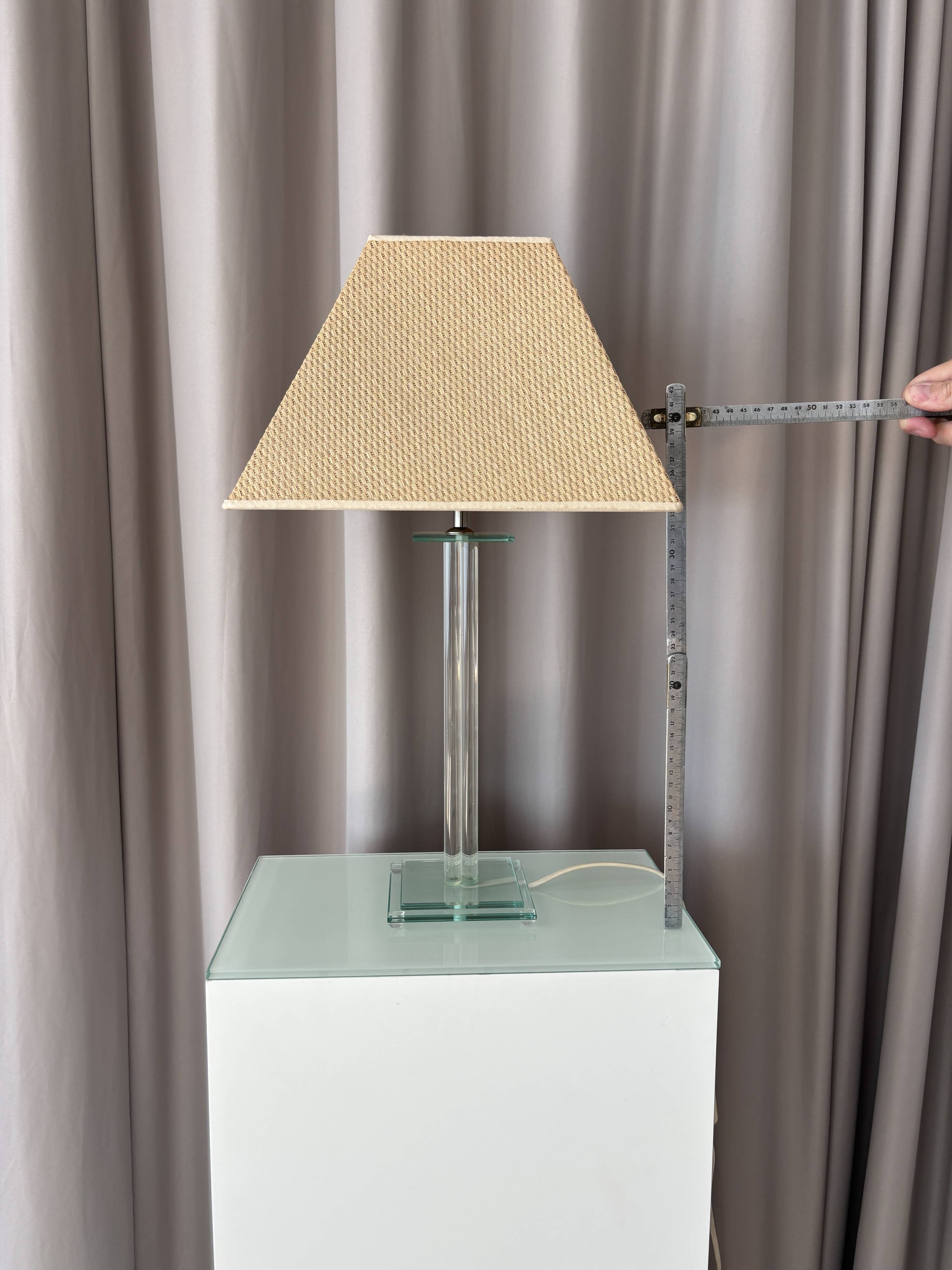 Vintage Hollywood Regency Acrylic Table Lamp with Original Woven Shade