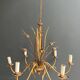 Golden Metal Chandelier with Reed Bouquet Decoration. Coco Chanel Style. Work