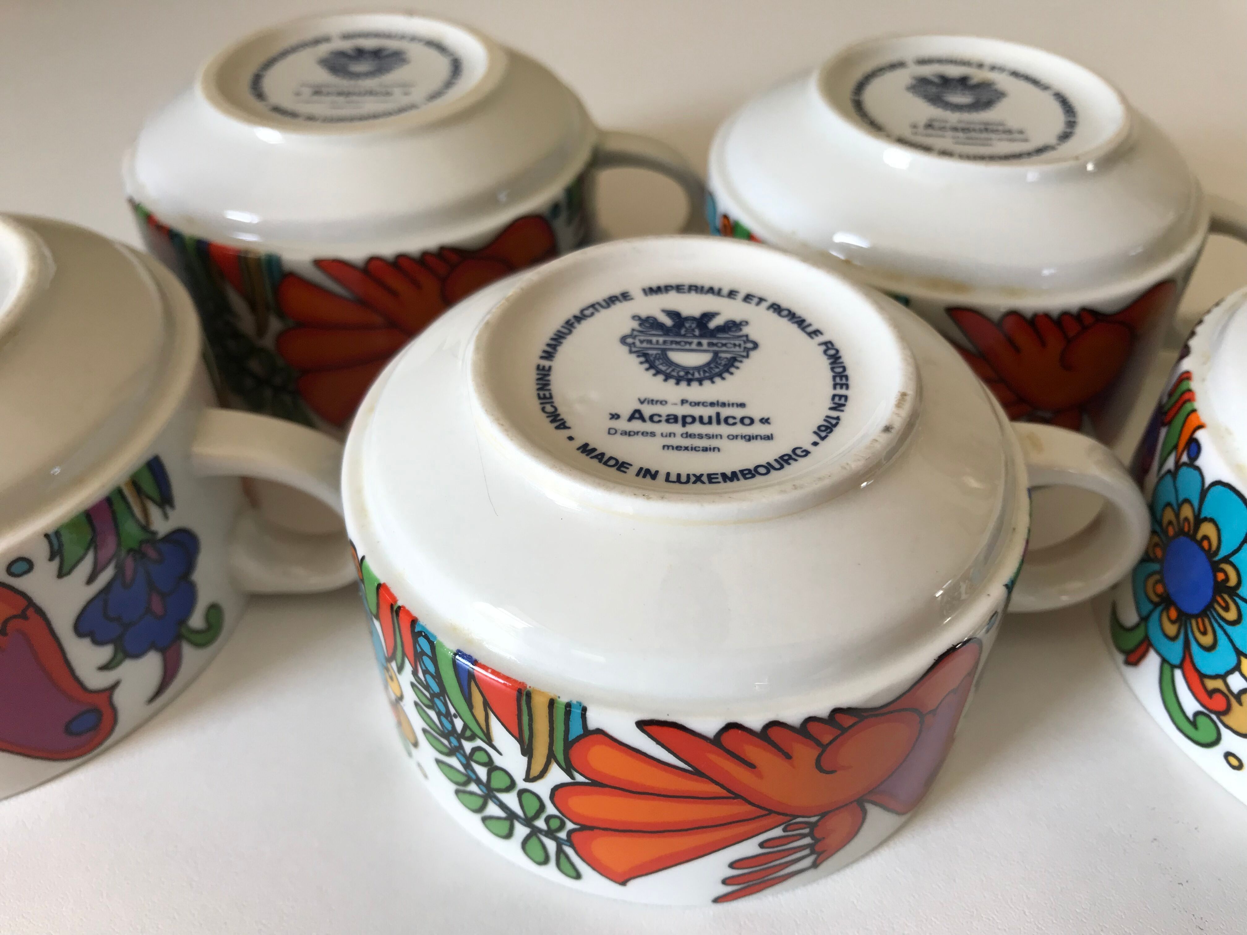 Set of 5 cups Acapulco vintage design 1970