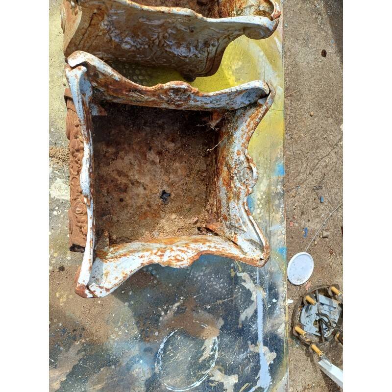 Pair of enamelled cast iron planters from 1900 from Charleville-Mézières