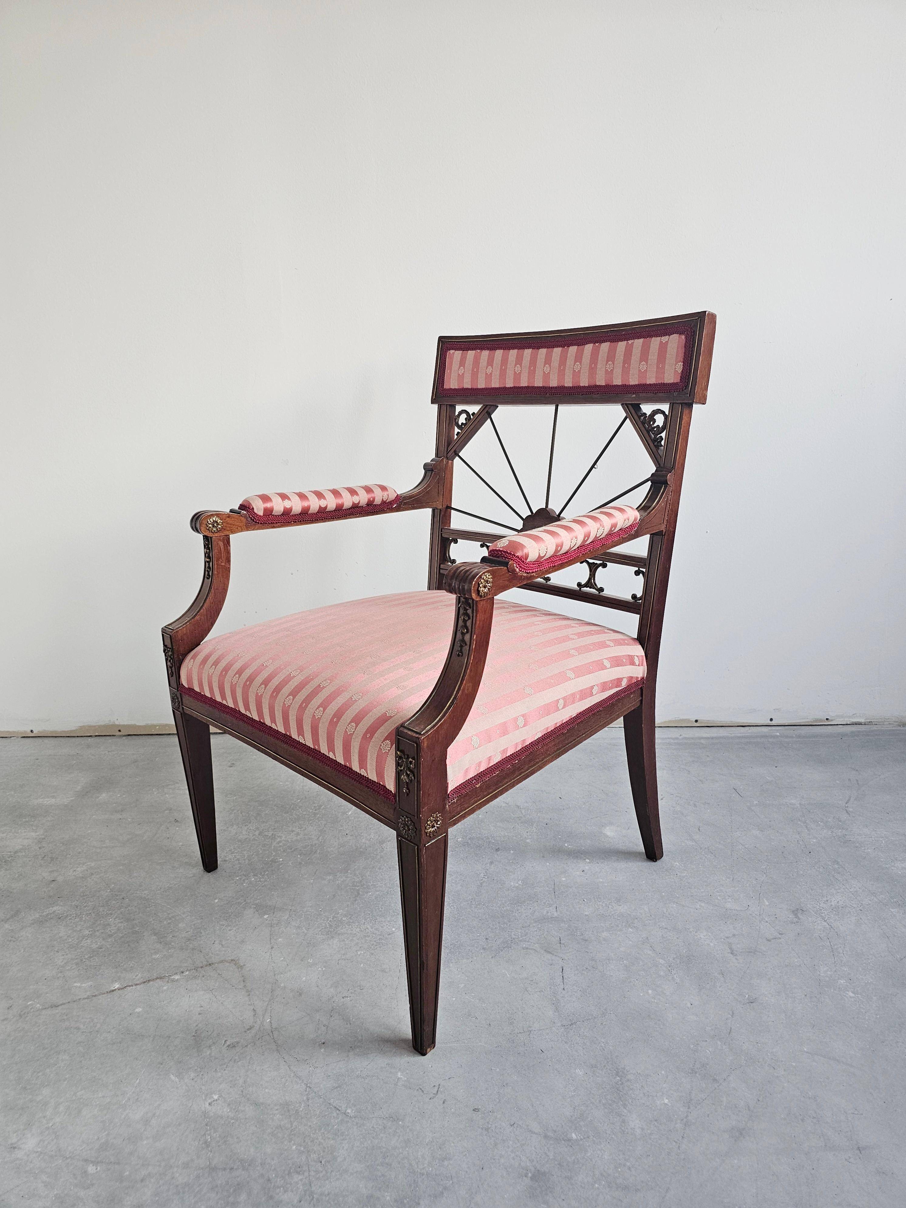 Fauteuil Empire Français en Acajou tapissé