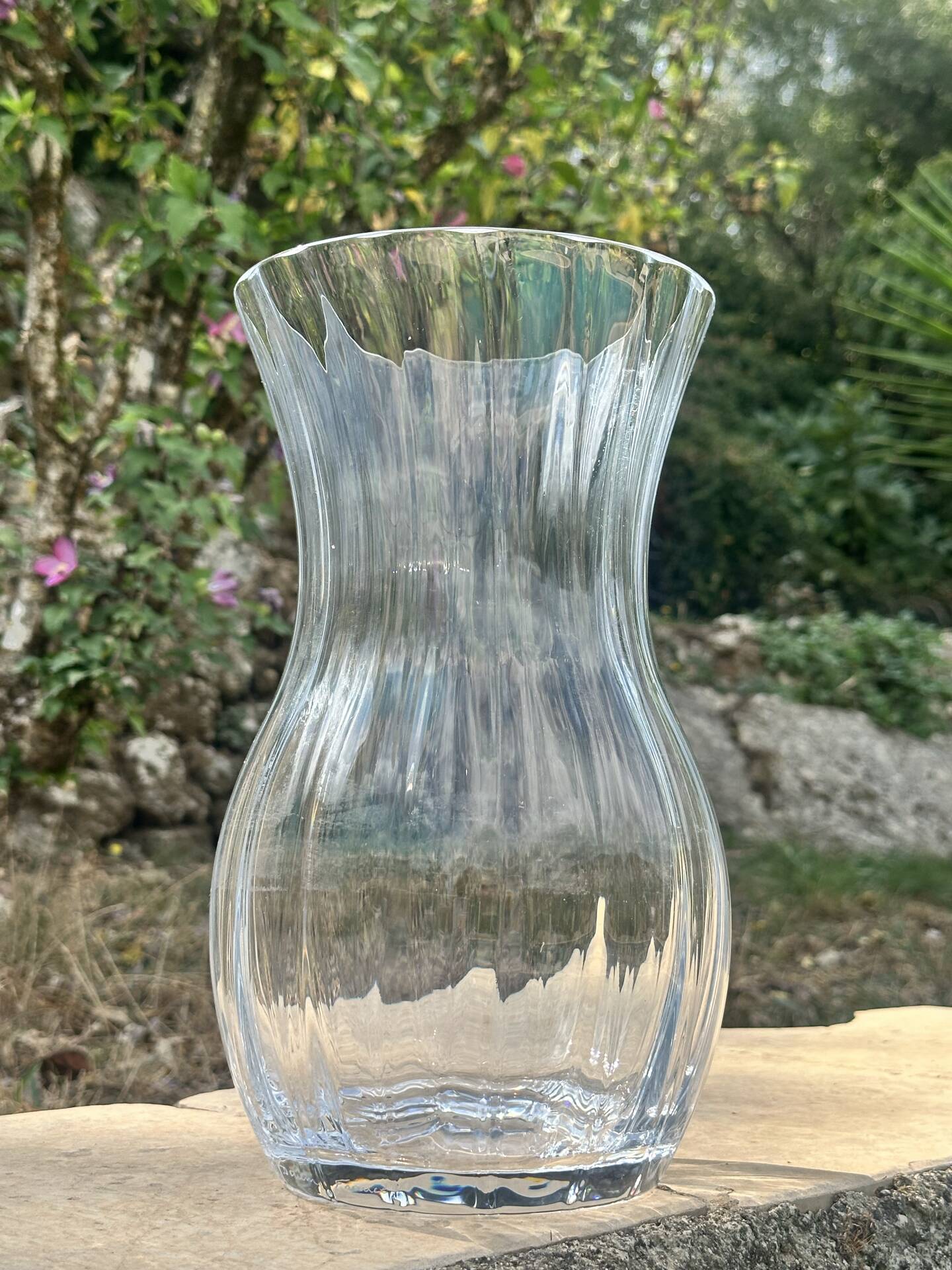 Large baluster vase in fluted crystal from the Daume house, France.