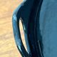 Black enamelled cast iron pot with a teak handle in mid-century style by Timo Sarpaneva for Rosenlew of Finland, 1960s.