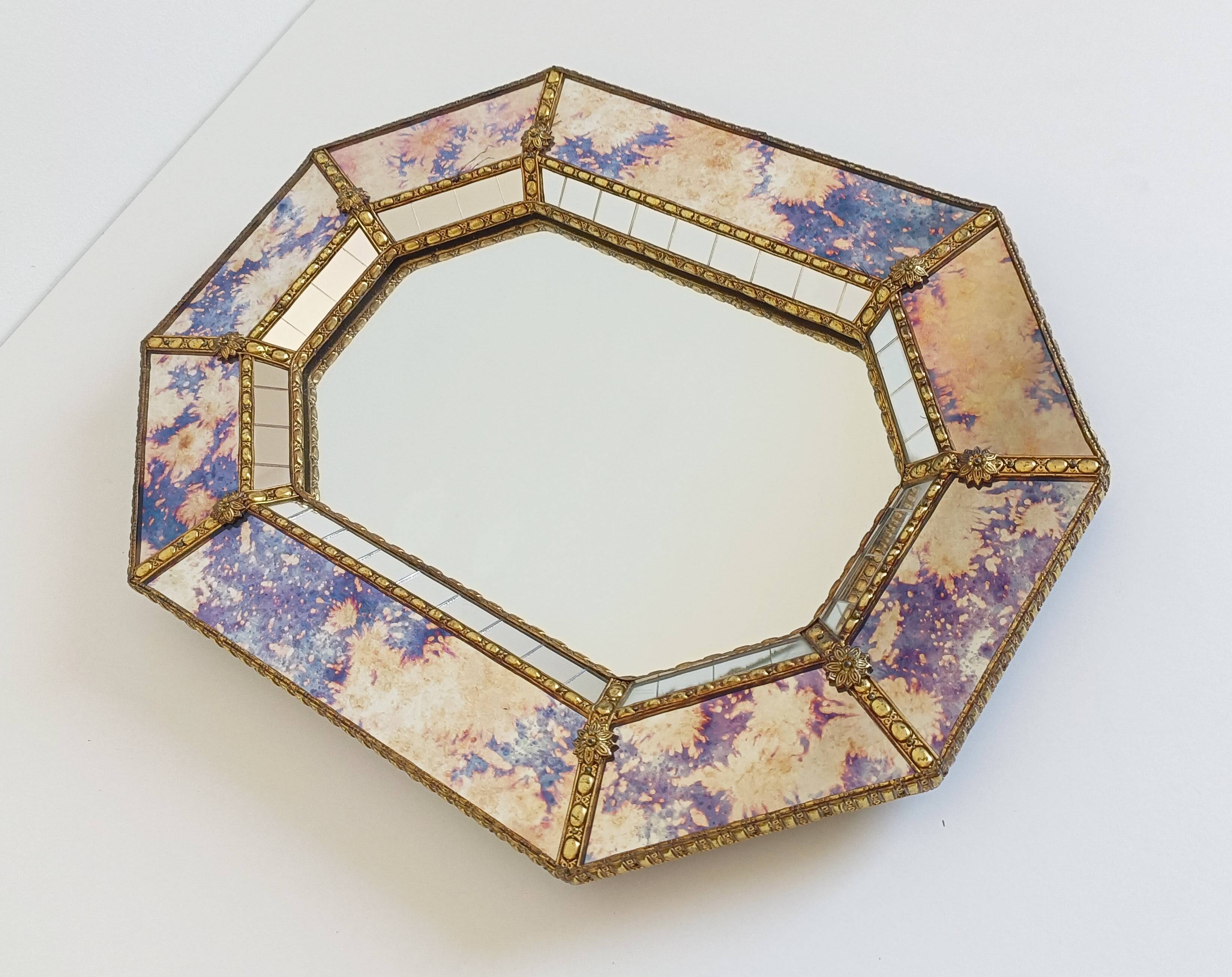 Venetian Modern Octagonal Wall Mirror, Handcrafted in Spain, Dated 1989