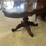 Large Louis Philippe period mahogany fiddle-shaped pedestal table, 19th century