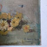 Ancient painting still life bouquet of daisies