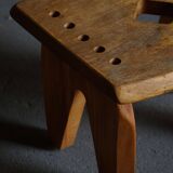 Modern Danish Wabi Sabi Stool in Solid Elm, Scandinavia, 1960s