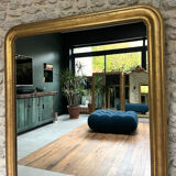 Antique mirror 150/116.5cm Louis-Philippe with pearl gold leaf.
