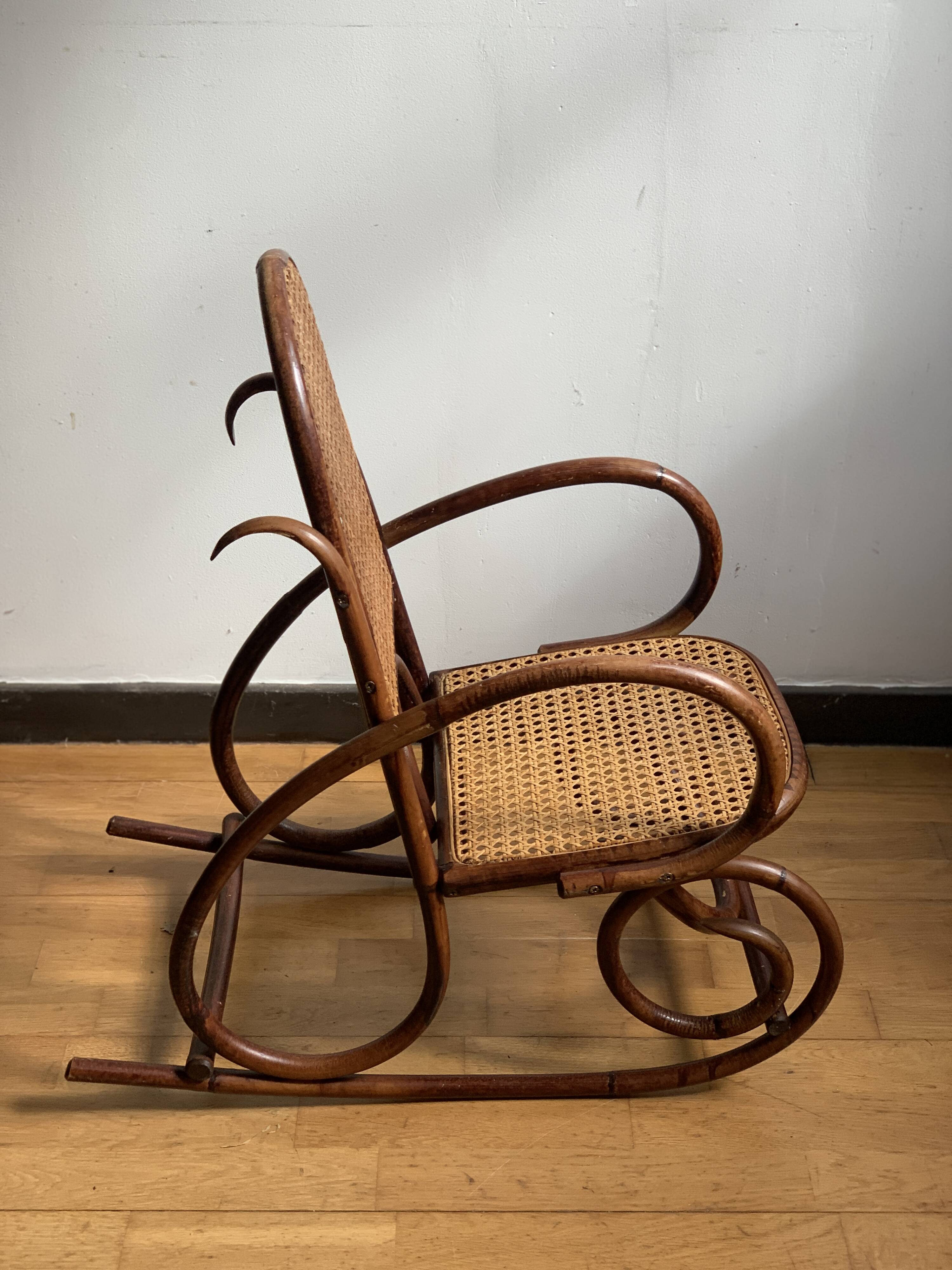 Bent wood children's rocking chair