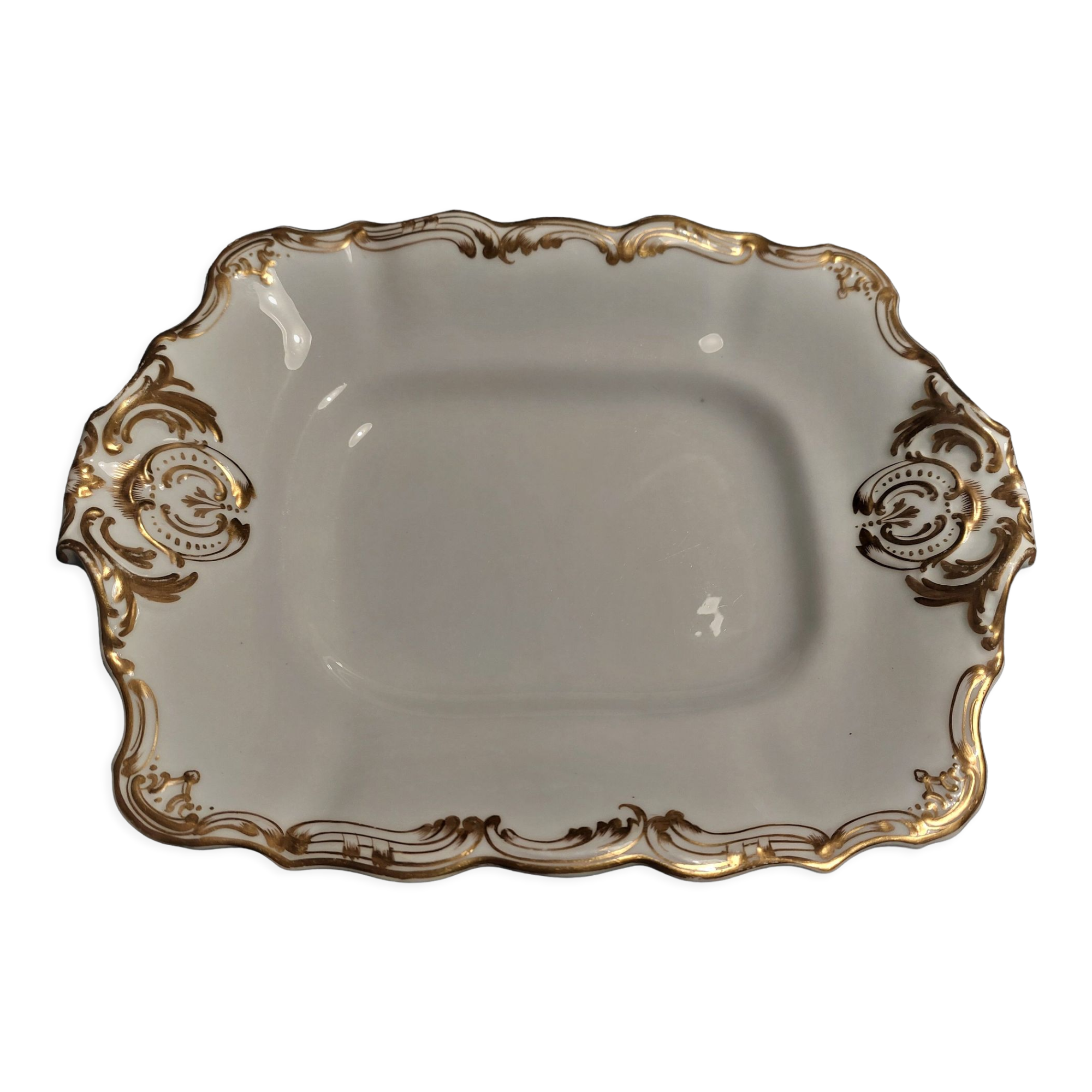 English porcelain dish Copeland white and gold décor
