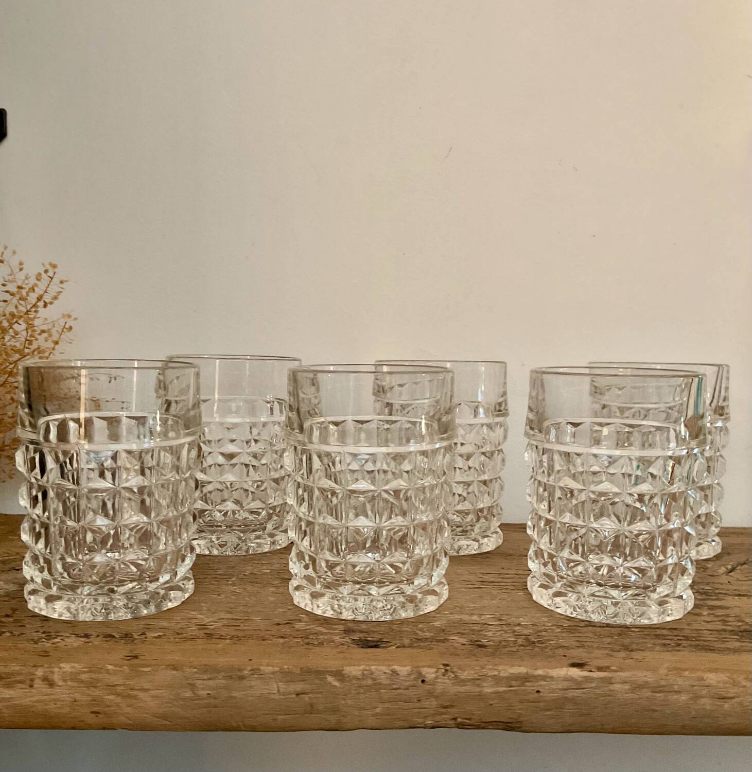 6 vintage whisky glasses