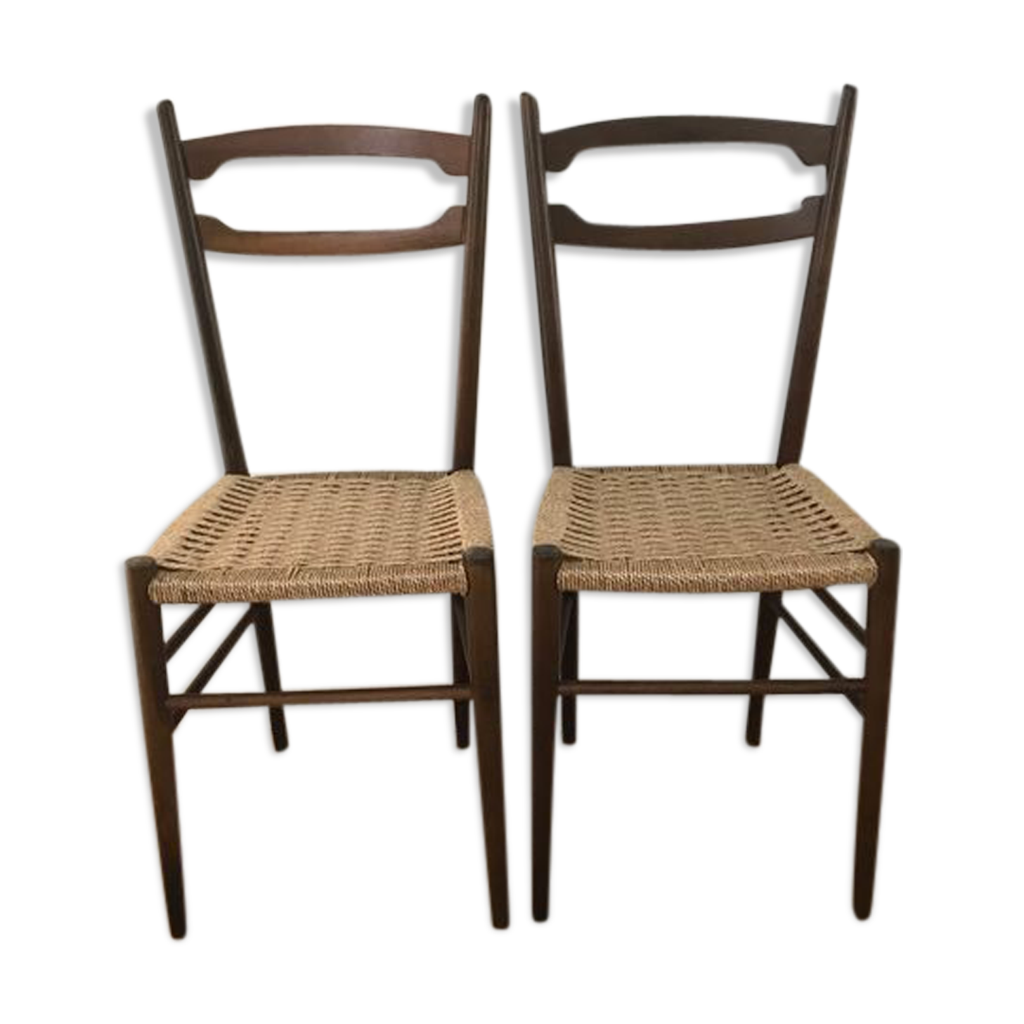2 scandinavian chairs with rope seat
