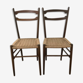 2 scandinavian chairs with rope seat