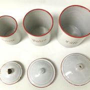 Serie de pot a epices bb freres en tole emaillee cafe pates antique collection