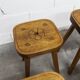 Set of 4 brutalist stools, handcrafted, 1960, flower.