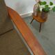 Teak Scandinavische fauteuil met bruin stoffen kussens, stoel 1