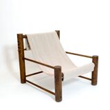 Solid wood armchair with adjustable backrest.
