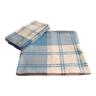 Nappe damassée blanche et bleue et 6 serviettes