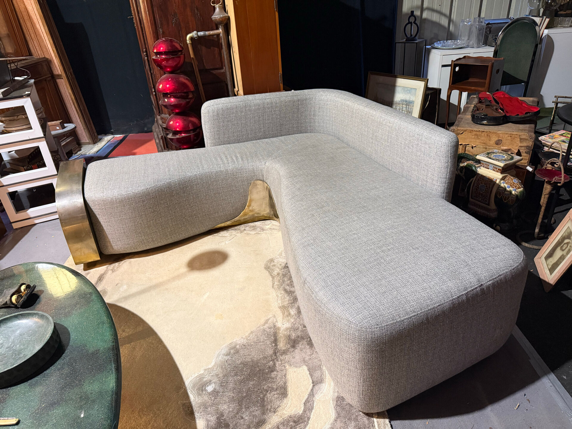 Sofa design fabric and brass