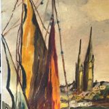 Painting without frame oil on canvas marine circa 1950