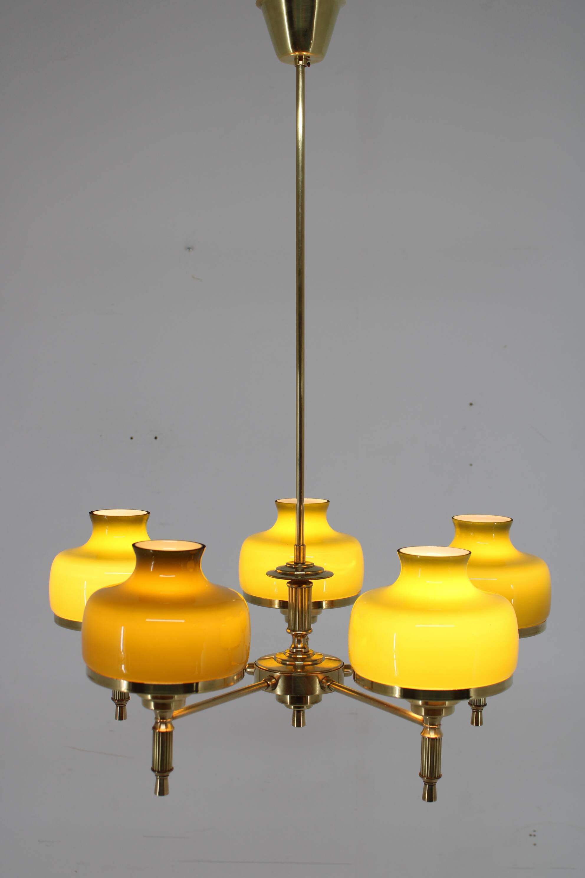 Lustre en verre et laiton des années 1980, Danemark