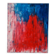 Abstract table red blue pink 46x38 cm painting signed