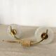 Double wall light in gold-tone metal and bubbled glass, Italian design from the 1960s